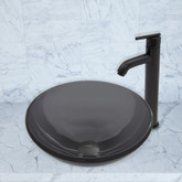 Matte Black Sheer Black Glass Vessel Sink and Seville Faucet Set