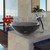 Chrome Sheer Black Glass Vessel Sink and Waterfall Faucet Set