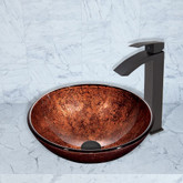 Matte Black Mahogany Moon Glass Vessel Sink and Duris Faucet Set