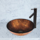 Antique Rubbed Bronze Russet Glass Vessel Sink and Dior Faucet Set