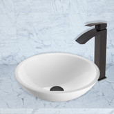 Matte Black Flat Edged White Phoenix Stone Vessel Sink and Duris Faucet Set