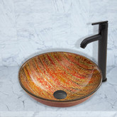 Matte Black Blazing Fire Glass Vessel Sink and Seville Faucet Set