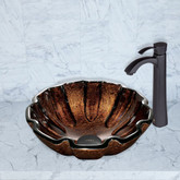 Matte Black Walnut Shell Glass Vessel Sink and Otis Faucet Set