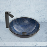 Matte Black Indigo Eclipse Glass Vessel Sink and Duris Faucet Set