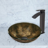 Matte Black Sintra Glass Vessel Sink and Seville Faucet Set