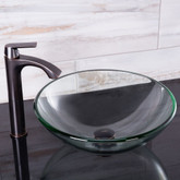 Antique Rubbed Bronze Crystalline Glass Vessel Sink and Linus Vessel Faucet Set