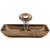 Chrome Rectangular Amber Sunset Glass Vessel Sink and Waterfall Faucet Set