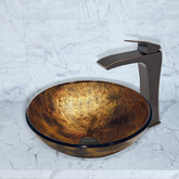 Antique Rubbed Bronze Copper Shapes Glass Vessel Sink and Blackstonian Faucet Set