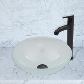 Matte Black White Frost Glass Vessel Sink and Seville Faucet Set
