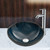 Chrome Blue Matrix Glass Vessel Sink and Seville Faucet Set