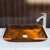 Brushed Nickel Rectangular Russet Glass Vessel Sink and Linus Faucet Set