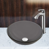 Chrome Sheer Black Frost Glass Vessel Sink and Linus Faucet Set