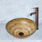 Oil Rubbed Bronze Mocha Swirl Glass Vessel Sink and Seville Faucet Set