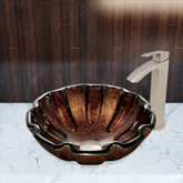 Brushed Nickel Walnut Shell Glass Vessel Sink and Duris Faucet Set
