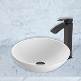 Matte Black White Phoenix Stone Vessel Sink and Duris Faucet Set