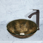 Antique Rubbed Bronze Sintra Glass Vessel Sink and Linus Faucet Set