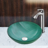 Chrome Whispering Wind Glass Vessel Sink and Linus Faucet Set
