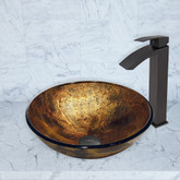 Matte Black Copper Shapes Glass Vessel Sink  and Duris Faucet Set