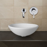 Chrome White Phoenix Stone Vessel Sink with Olus Wall Mount Faucet