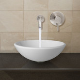 Brushed Nickel White Phoenix Stone Vessel Sink with Olus Wall Mount Faucet