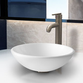 Brushed Nickel White Phoenix Stone Vessel Sink with Seville Faucet