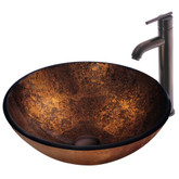 Oil Rubbed Bronze Russet Glass Vessel Sink and Faucet Set