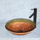 Antique Rubbed Bronze Janus Glass Vessel Sink  and Dior Faucet Set