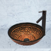 Antique Rubbed Bronze Golden Greek Glass Vessel Sink and Dior Faucet Set