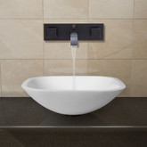 Antique Rubbed Bronze Square White Phoenix Stone Vessel Sink with Titus Wall Mount Faucet
