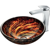 Chrome Northern Lights Glass Vessel Sink and Faucet Set