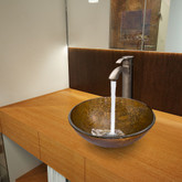 Brushed Nickel Textured Copper Glass Vessel Sink and Otis Faucet Set