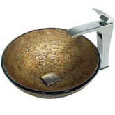 Chrome Textured Copper Glass Vessel Sink and Faucet Set