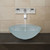 Brushed Nickel White Frost Vessel Sink and Wall Mount Faucet Set