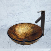 Antique Rubbed Bronze Copper Shapes Glass Vessel Sink  and Dior Faucet Set