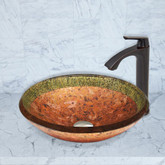 Antique Rubbed Bronze Janus Glass Vessel Sink  and Linus Faucet Set