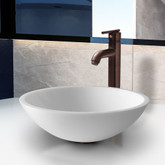 Oil Rubbed Bronze Flat Edged White Phoenix Stone Vessel Sink with Seville Faucet
