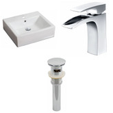 20-Inch W x 18-Inch D Rectangle Vessel Set In White Color With Single Hole CUPC Faucet And Drain