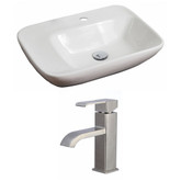 23-Inch W x 17-Inch D Rectangle Vessel Set In White Color With Single Hole CUPC Faucet