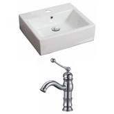 20-Inch W x 18-Inch D Rectangle Vessel Set In White Color With Single Hole CUPC Faucet