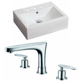 20.5-Inch W x 16-Inch D Rectangle Vessel Set In White Color With 8-Inch o.c. CUPC Faucet