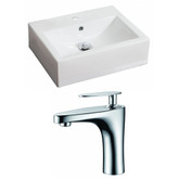 20.5-Inch W x 16-Inch D Rectangle Vessel Set In White Color With Single Hole CUPC Faucet