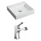 17.5-Inch W x 17.5-Inch D Square Vessel Set In White Color With Single Hole CUPC Faucet