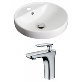 18.5-Inch W x 18.5-Inch D Round Vessel Set In White Color With Single Hole CUPC Faucet