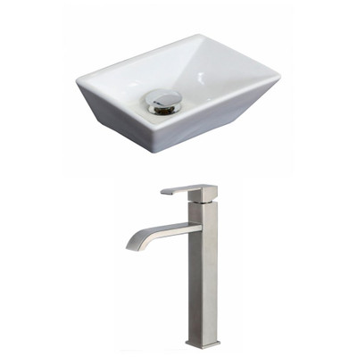 12-Inch W x 9-Inch D Rectangle Vessel Set In White Color With Deck Mount CUPC Faucet