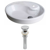 21-Inch W x 18-Inch D Oval Vessel Set In White Color And Drain