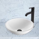 Matte Black Flat Edged White Phoenix Stone Vessel Sink and Seville Faucet Set