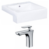 20-Inch W x 20-Inch D Rectangle Vessel Set In White Color With Single Hole CUPC Faucet