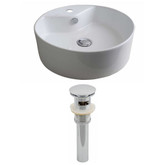 18-Inch W x 18-Inch D Round Vessel Set In White Color And Drain
