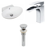 21-Inch W x 15-Inch D Oval Vessel Set In White Color With Single Hole CUPC Faucet And Drain
