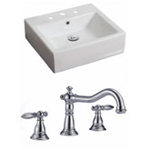 20-Inch W x 18-Inch D Rectangle Vessel Set In White Color With 8-Inch o.c. CUPC Faucet